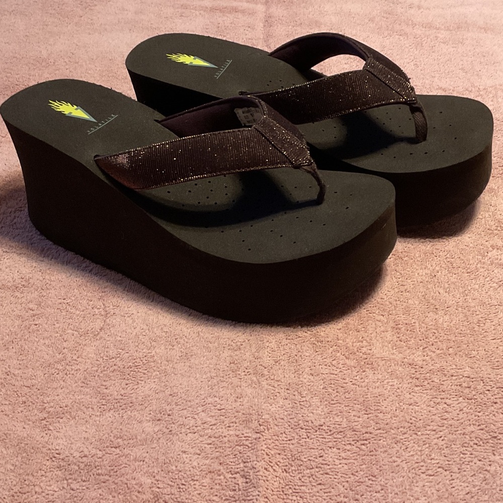 Volatile Dark Brown Platform Flip-Flops